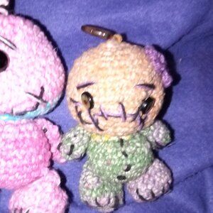 Hand crocheted voodoo doll keychain